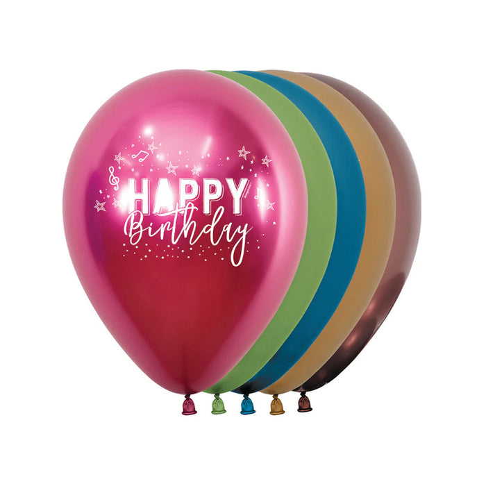 Globo Reflex Surtido Happy Birthday Vibrante R12 x 12 Globos Sempertex