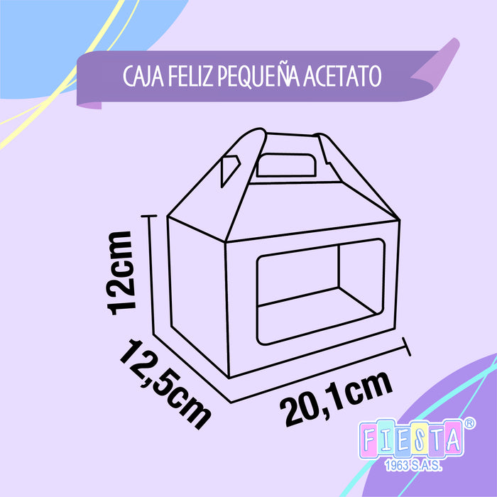 Caja Feliz Pequeña Acetato Felicidades x 1 Unidad