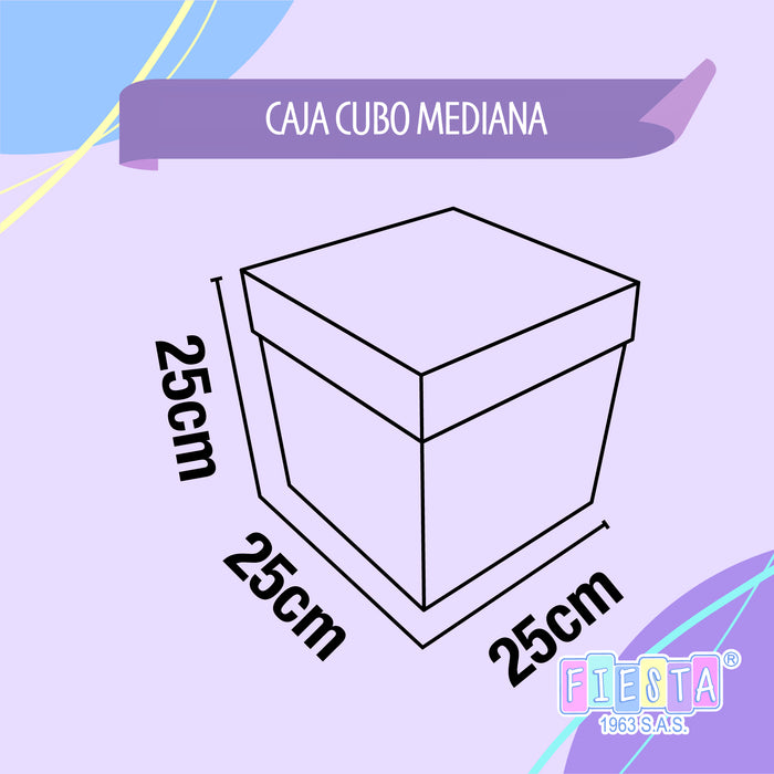 Caja Cubo Mediana Metalizada Mariposa Azul x 1 unidad