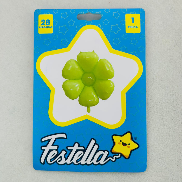 Globo Metalizado Flor Margarita Verde Lima 28" x 1 Unidad Festella