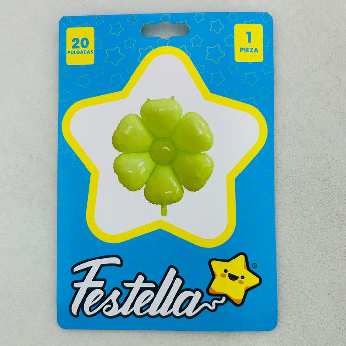 Globo Metalizado Flor Margarita Verde Lima 20" x 1 Unidad