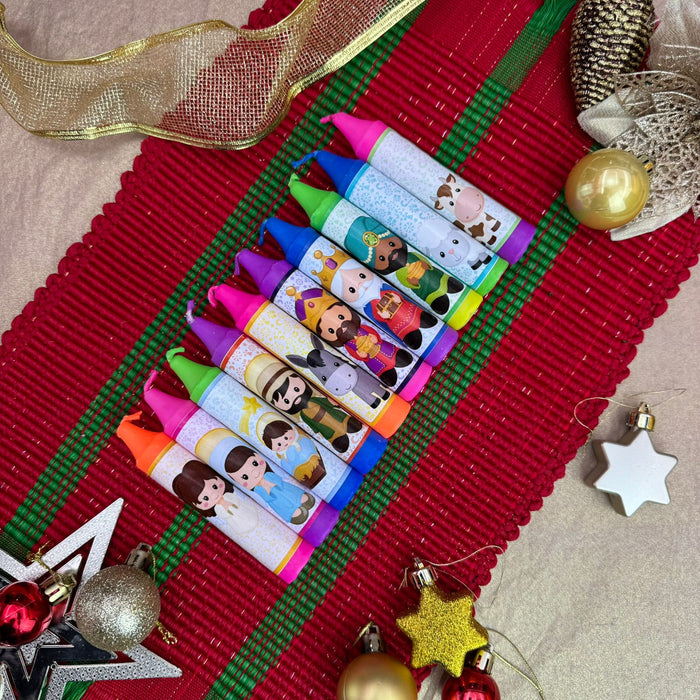 Velitas Pesebre Neon Degrade Referencia 6 x 10 Unidades