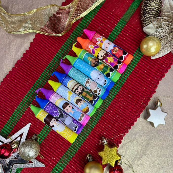 Velitas Pesebre Neon Degrade Referencia 8 x 10 Unidades