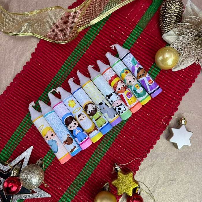 Velitas Pesebre Neon Degrade Referencia 10 x 10 Unidades