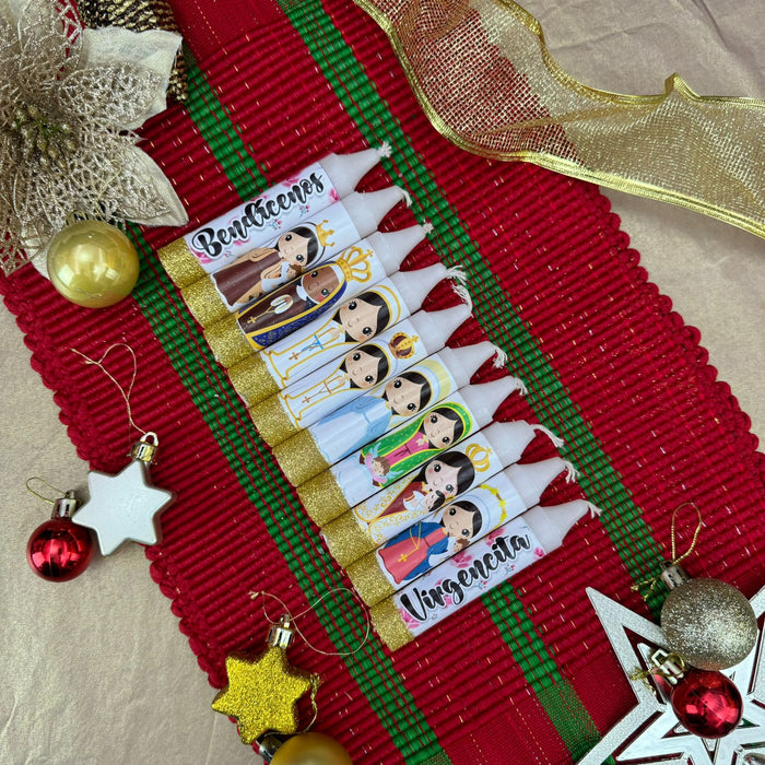 Velitas Virgencitas Blancas Escarchadas Referencia 1 x 10 Unidades