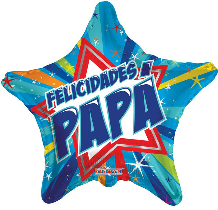 Globo Metalizado Estrella Felicidades Papá 18" Feliz Dia Papa Ref. 2