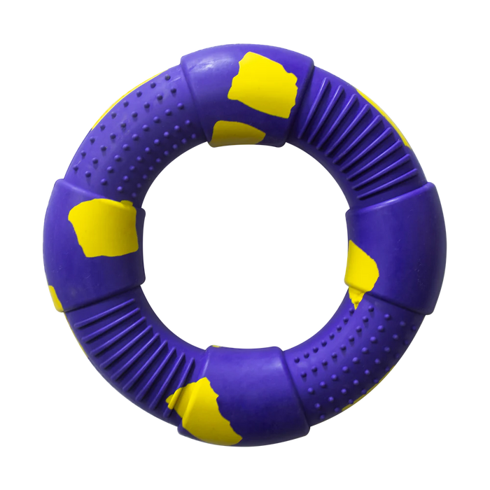 Juguete Aro Grande Violeta/Amarillo Para Macotas x 1 Unidad