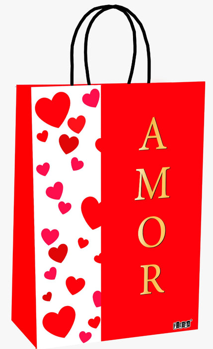 Bolsa Regalo Mediana Amor Corazones Roja x 1 Unidad