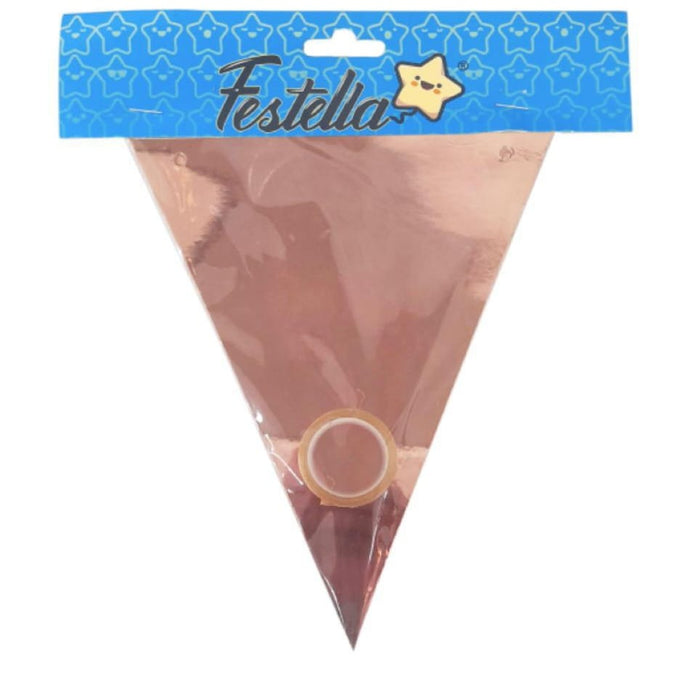 Banderin Metalizado Dorado Rosa Festella