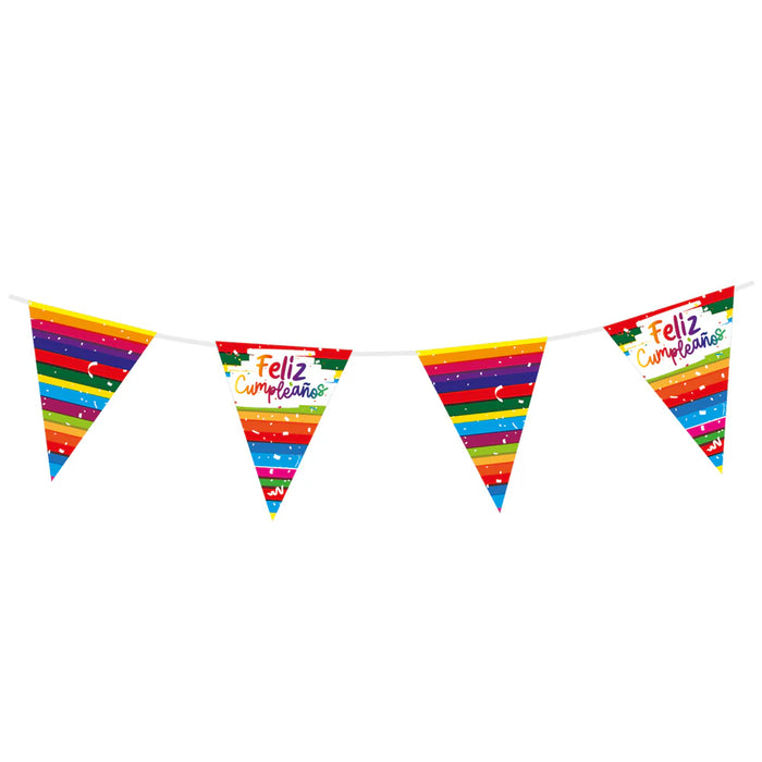 Banderola Metalizada Feliz Cumpleaños Festivo 3.6 MT Sempertex