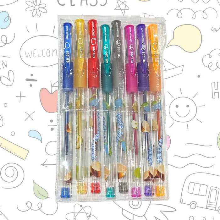 Set de esferos Gel Escarchadado Multicolor x 8 Unidades