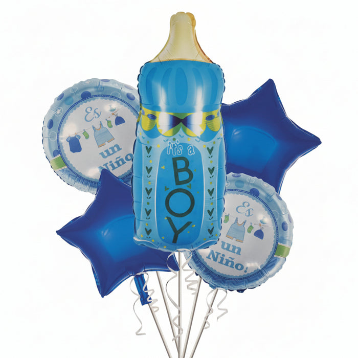 Bouquet de Globos Tetero Estrellas Azules X 5 Piezas