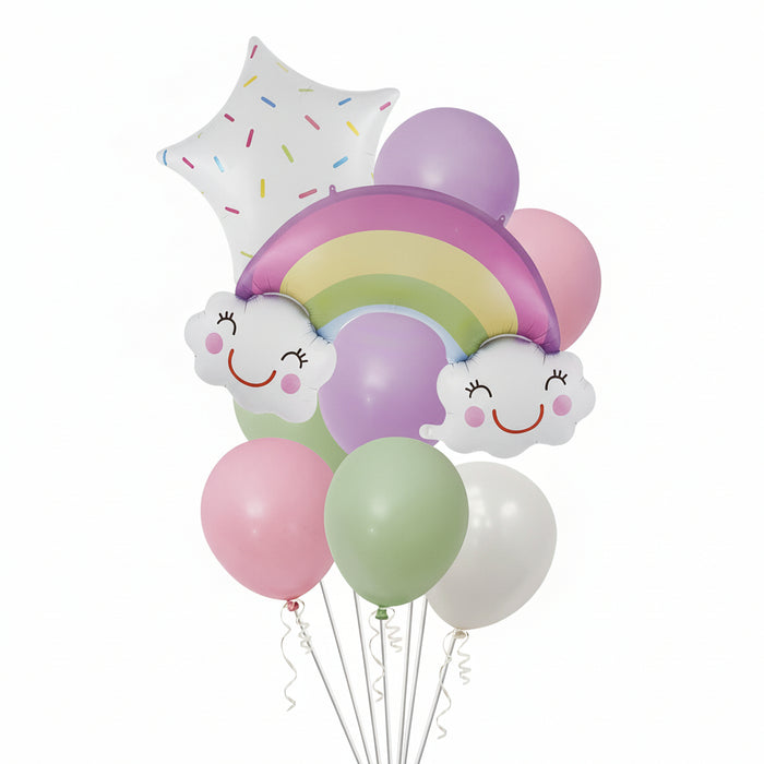 Bouquet de Globos Arcoiris Feliz Pastel X 9  Piezas