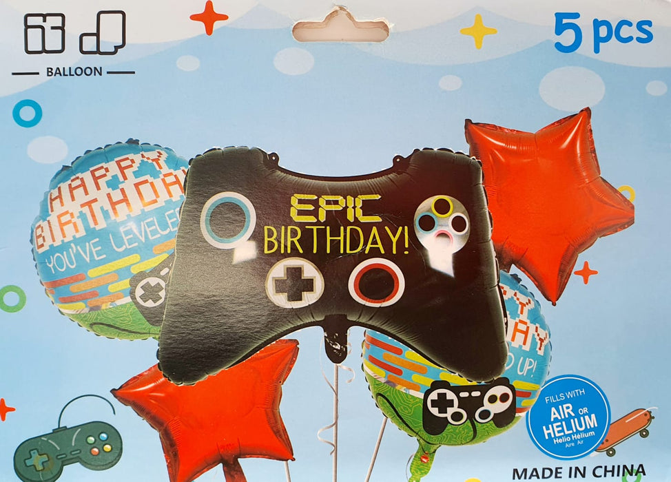 Bouquet de Globos Control Estrellas Rojo Epic Birthday X 5 Piezas