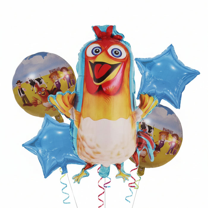 Bouquet de Globos Gallo Bartolito Estrellas Azules X 5 Piezas
