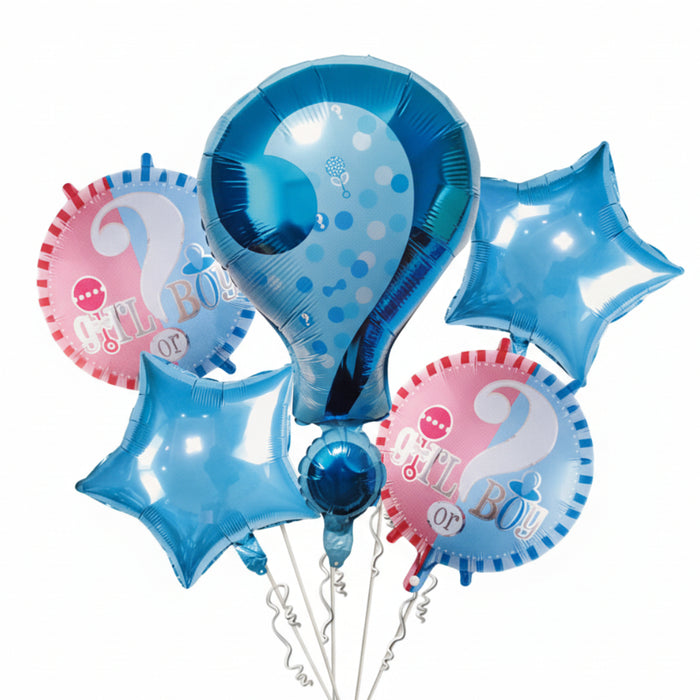 Bouquet de Globos Girl or Boy Signo Interrogacion Azul X 5 Piezas