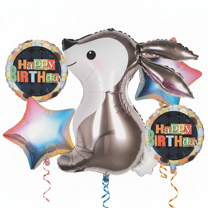 Bouquet de Globos Happy Birthday Conejo X 5 Piezas