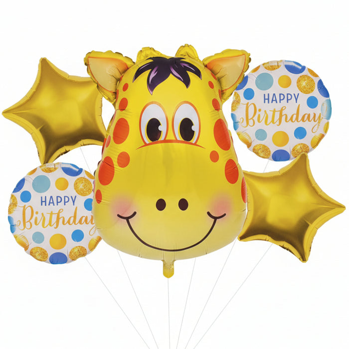 Bouquet de Globos Happy Birthday Jirafa X 5 Piezas