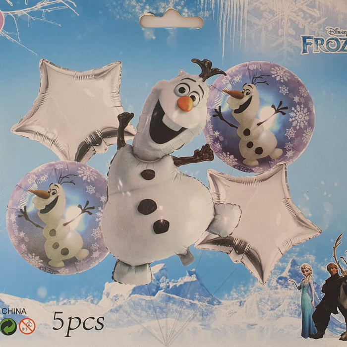 Bouquet de Globos Olaf Frozen Plata X 5 Piezas