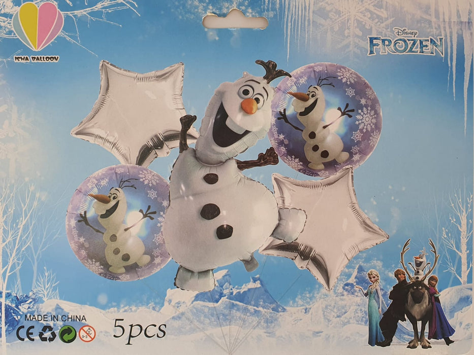 Bouquet de Globos Olaf Frozen Plata X 5 Piezas