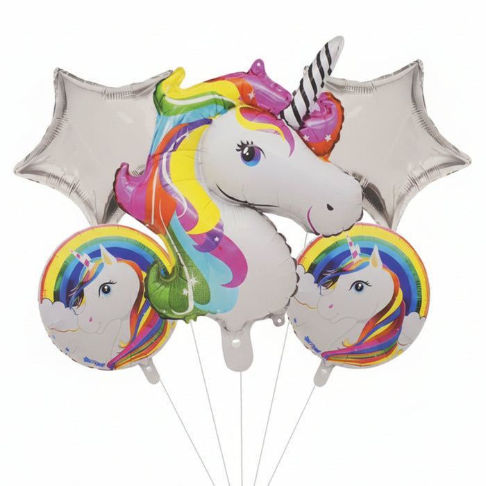 Bouquet de Globos Unicornio Multicolor X 5 Piezas