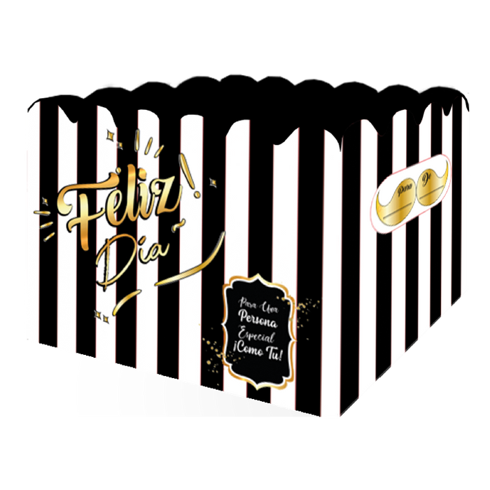 Caja Ancheta Grande Feliz Dia Rayas Negras x 1 unidad