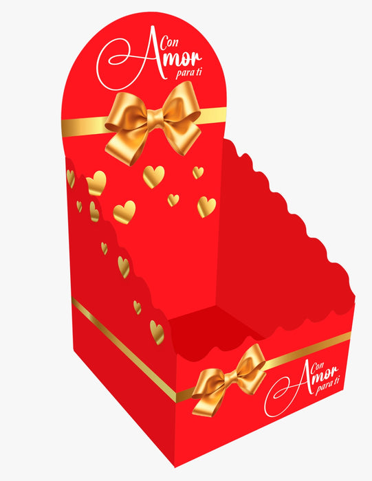 Caja Car Espaldar Con Amor Para Ti Moño Dorado x 1 Unidad