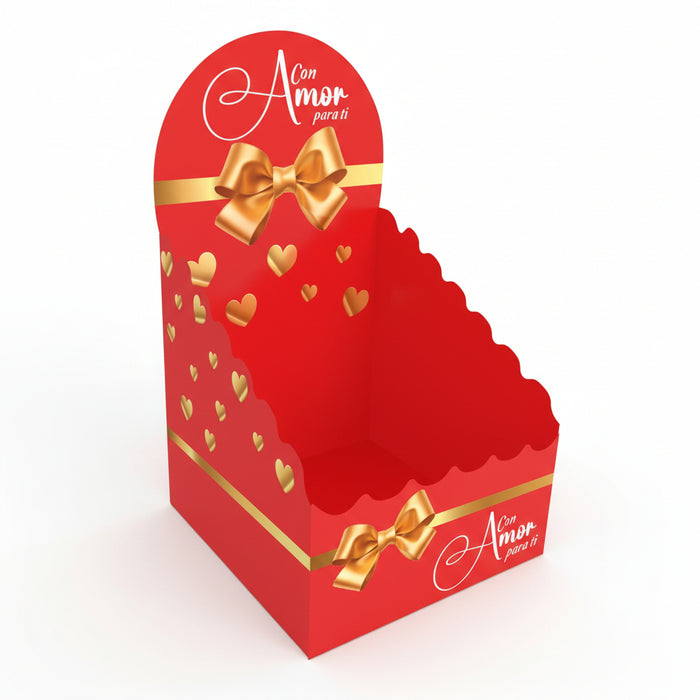 Caja Car Espaldar Con Amor Para Ti Moño Dorado x 1 Unidad