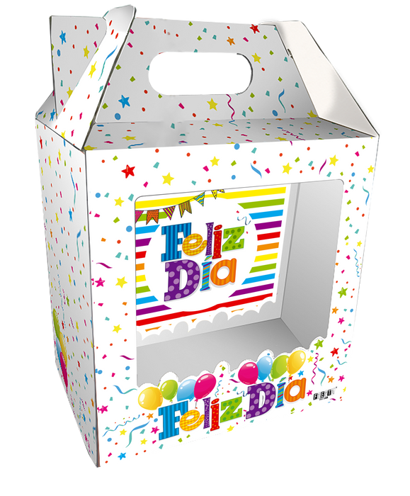Caja Feliz Mediana Feliz Dia Globos x 1 Unidad