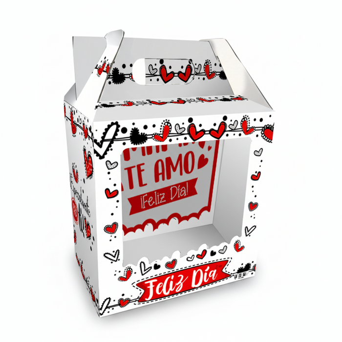 Caja Feliz Mediana Te Amo Feliz Dia Blanco Corazones x 1 Unidad