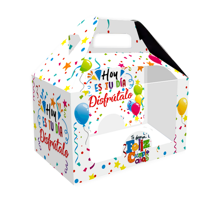 Caja Feliz Pequeña Acetato Feliz Cumple Blanca x 1 Unidad