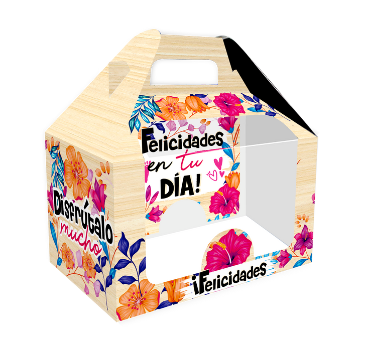 Caja Feliz Pequeña Acetato Felicidades x 1 Unidad