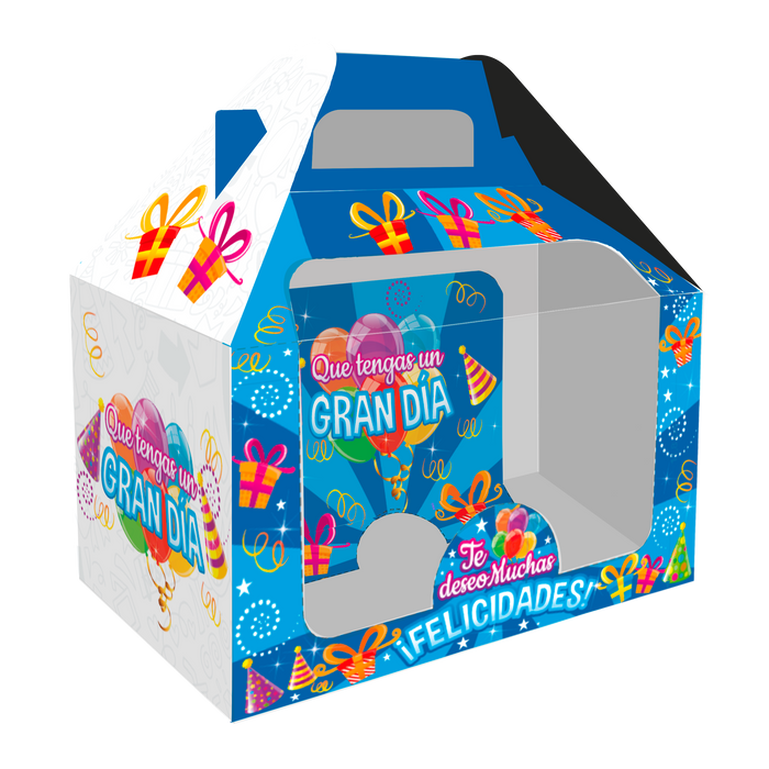 Caja Feliz Pequeña Acetato Felicidades x 1 Unidad