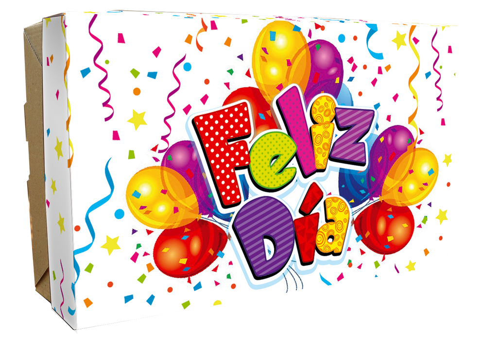 Caja Obsequio Grande Feliz Dia Globos x 1 Unidad