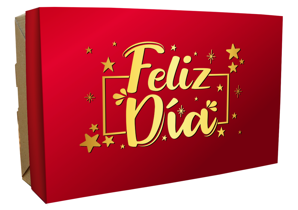 Caja Obsequio Grande Premium Feliz Dia Roja x 1 Unidad