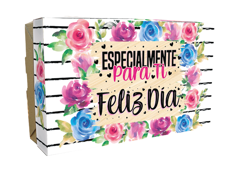 Caja Obsequio Grande Feliz Dia Flores x 1 Unidad