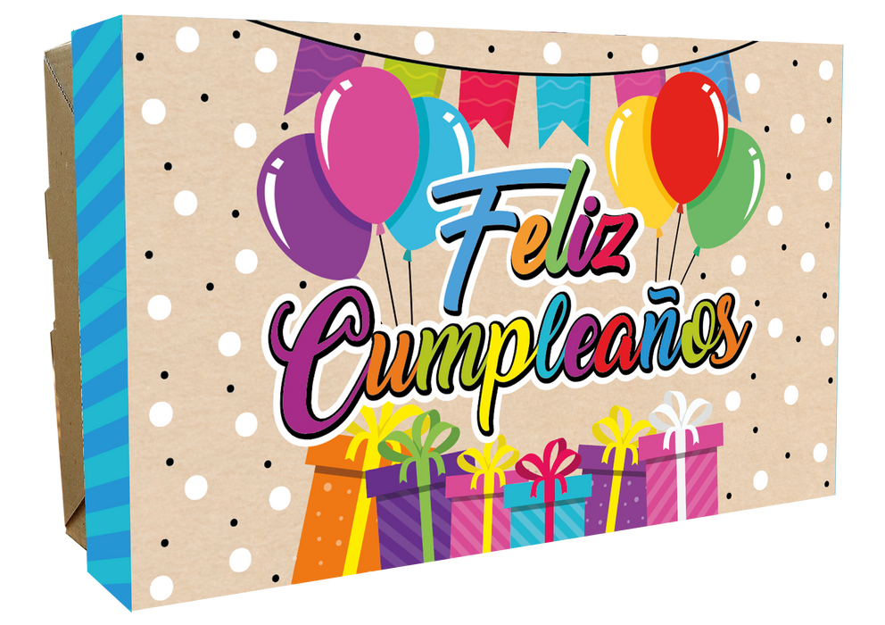 Caja Obsequio Grande Feliz Cumpleaños Globos x 1 Unidad