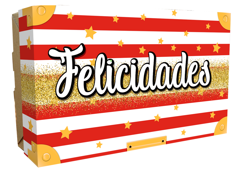 Caja Obsequio Grande Felicidades Rayas x 1 Unidad