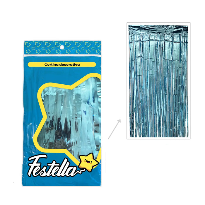 Cortina de Fiesta Lisa 2m x 1m Azul Claro Festella
