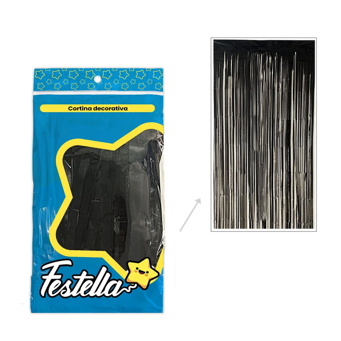 Cortina de Fiesta Lisa 2m x1m Negra Festella