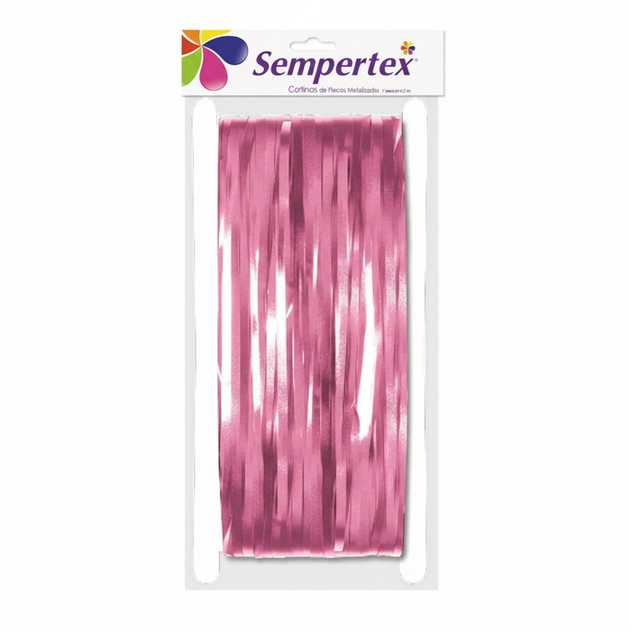 Cortina De Fiesta Metálica Rosada 2 MT X 1MT Sempertex