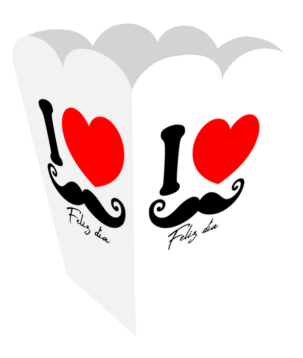 Caja Piramide Mediana i love Mostacho x 1 Unidad