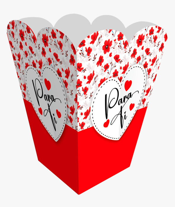 Caja Piramide Mediana Para Ti Flores x 1 Unidad