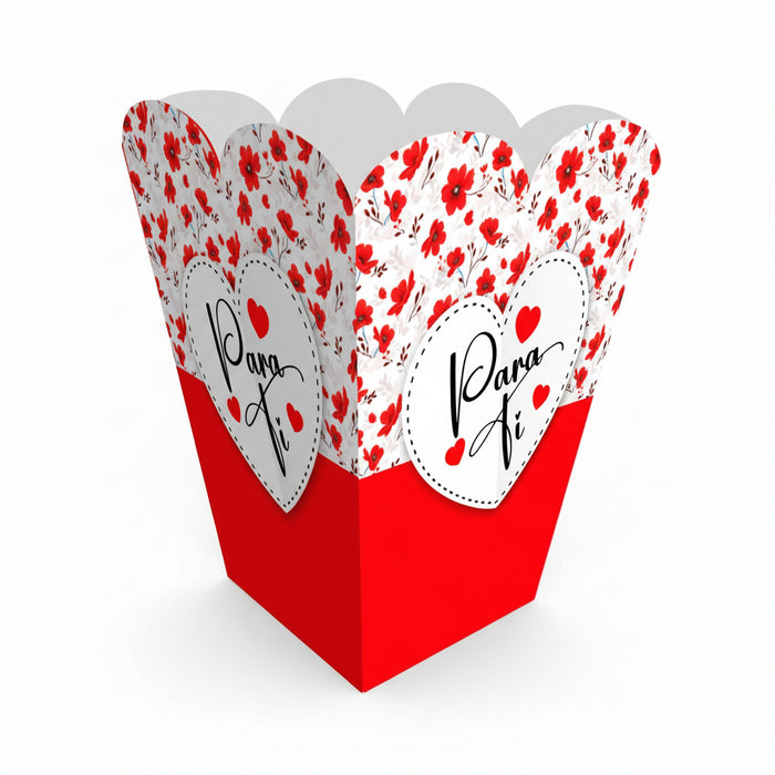 Caja Piramide Mediana Para Ti Flores x 1 Unidad