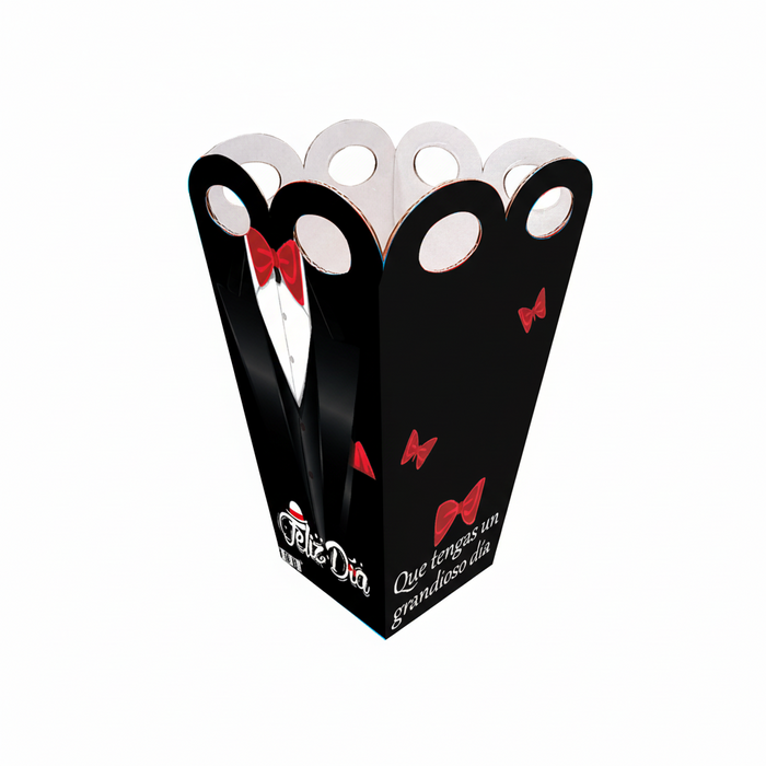 Caja Piramide Mediana Feliz Dia Corbatin x 1 Unidad