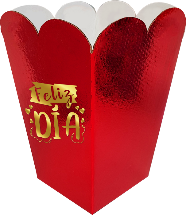 Caja Piramide Mediana Feliz Dia Roja x 1 Unidad