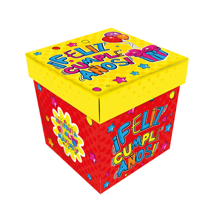 Caja Cubo Mediana Feliz Cumpleaños  x 1 unidad