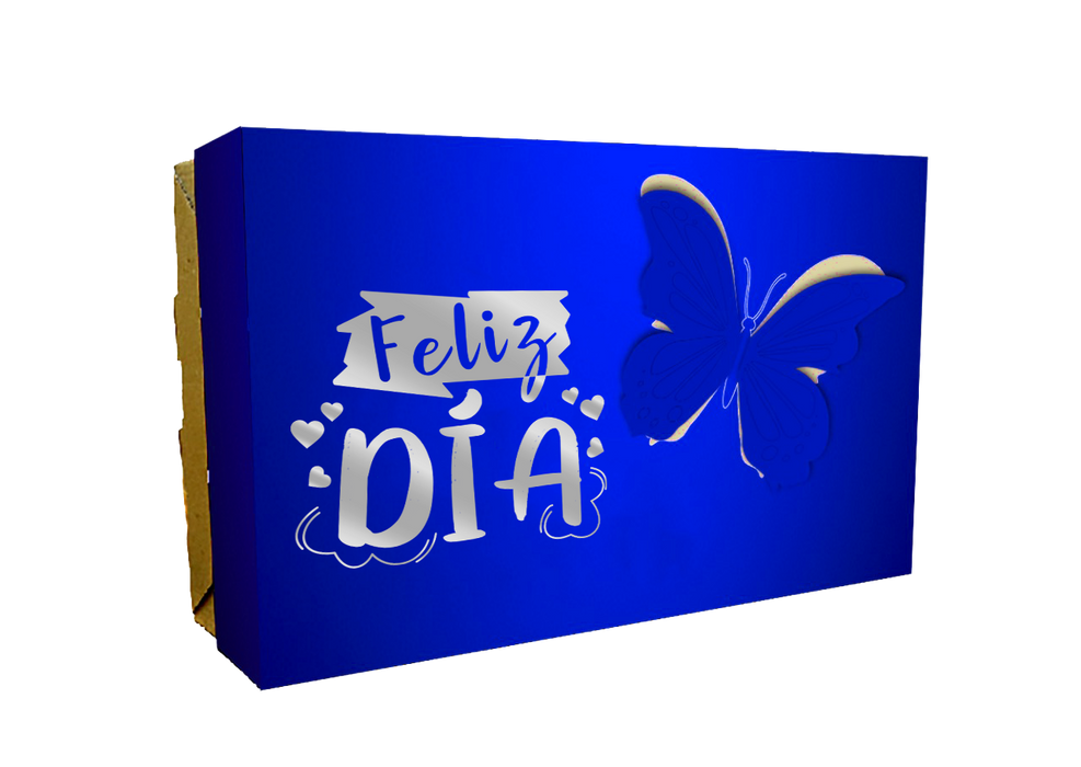 Caja Obsequio Pequeña Metalizada Mariposa Azul x 1 unidad