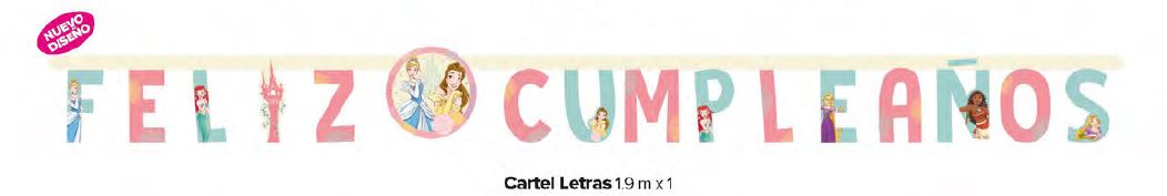 Cartel de Letras Feliz Cumpleaños Princesas X 1 Unidad Sempertex