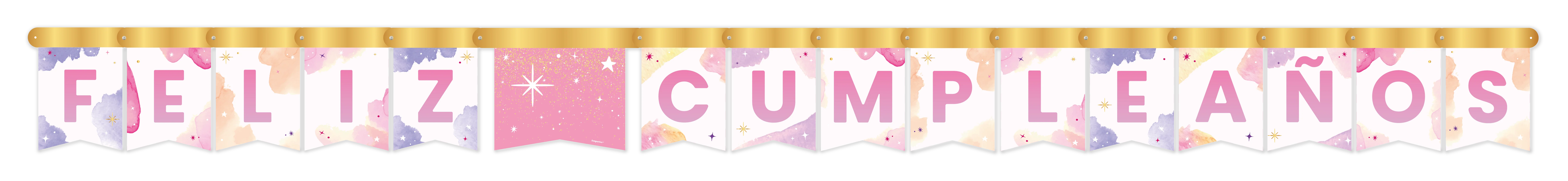 Cartel de Letras Feliz Cumpleaños Fiesta Acuarela x 1 Unidad